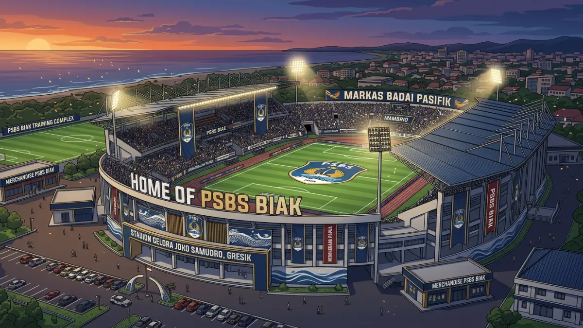 Ilustrasi Stadion yang dijadikan markas PSBS Biak. (AI) 