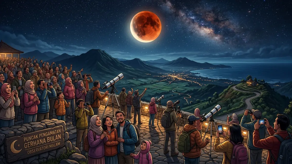 Ilustrasi gerhana bulan. (AI) 