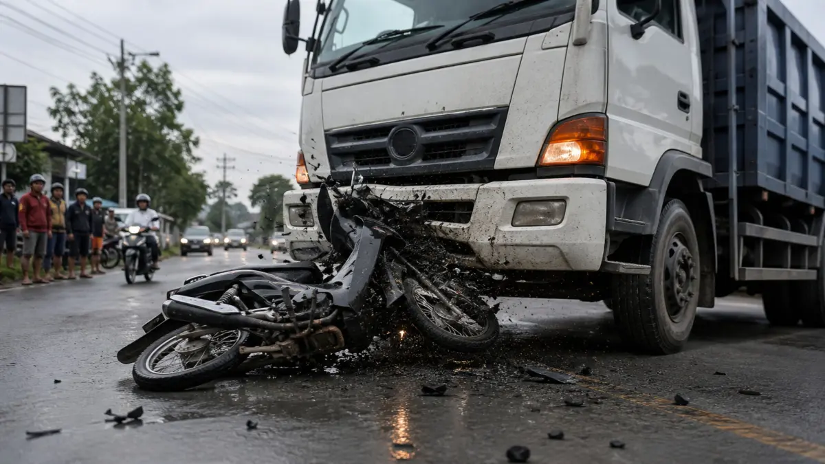 Ilustrasi Motor yang menabrak Truk.