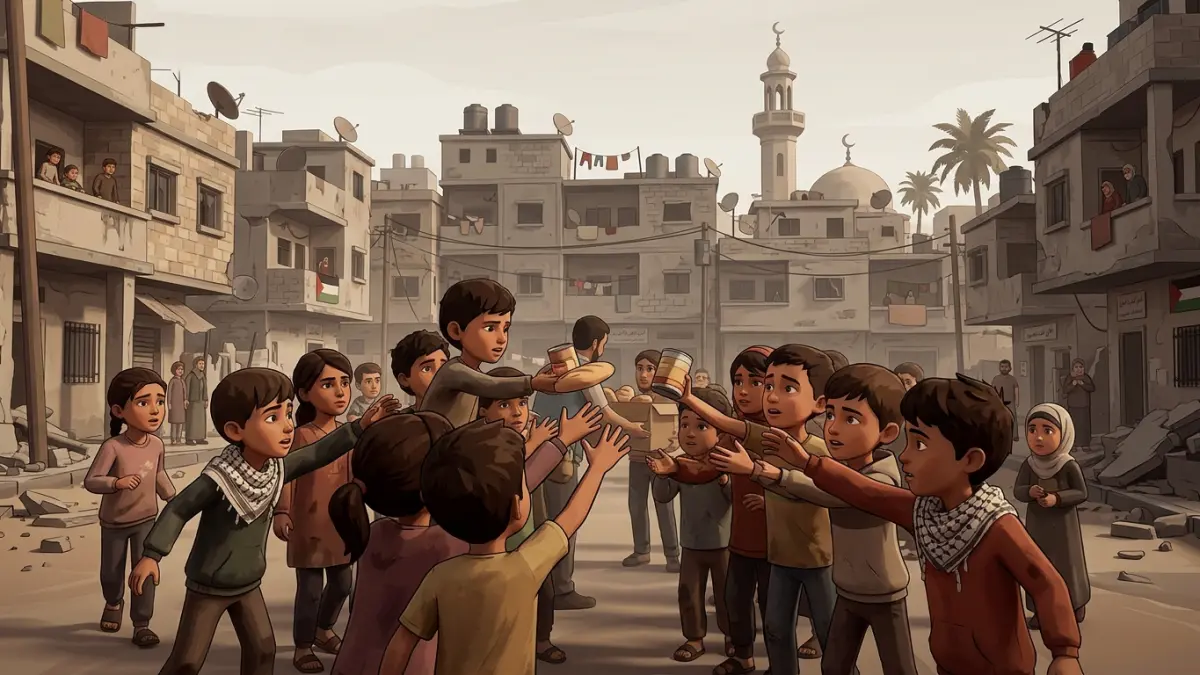 Ilustrasi anak-anak di Gaza. (AI) 