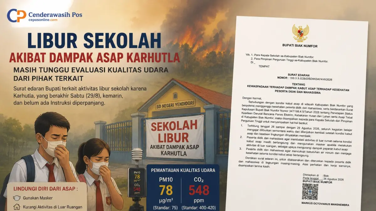 Surat Edaran Bupati Biak terkait aktivitas libur sekolah akibat karhutla berakhir Sabtu (29/8/2026). Hingga Minggu (30/8/2026), belum ada instruksi resmi mengenai perpanjangan libur sekolah.(ILUSTRASI)