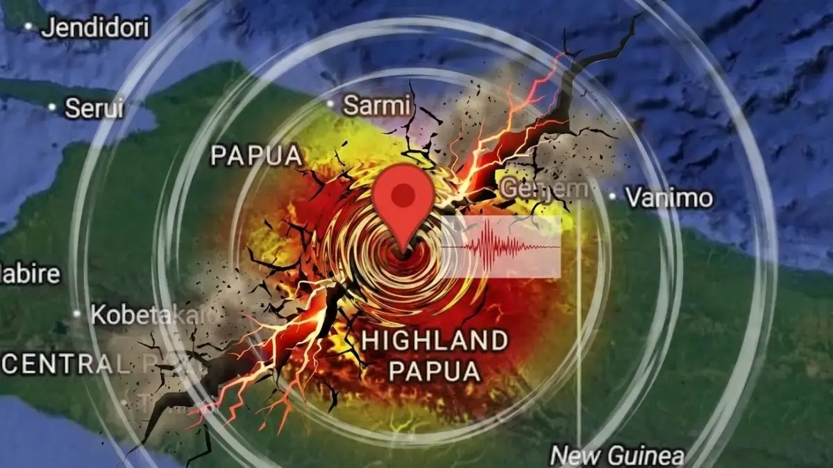 Ilustrasi Gempa M5,5 Guncang Papua Pegunungan Pagi Ini, Berpusat 100 Km di Bawah Permukaan. (Gemini AI)