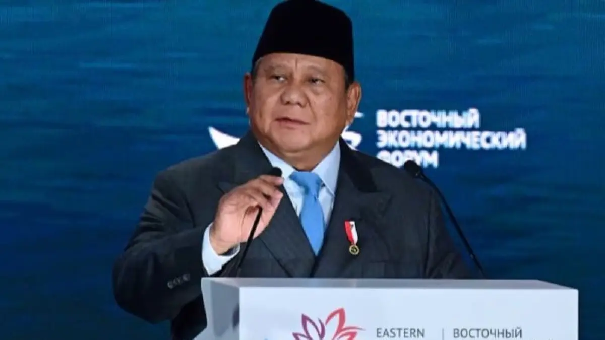 Presiden Prabowo Subianto memberikan pidato dalam penyelenggaraan Eastern Economic Forum (EEF) ke-11 di Vladivostok, Rusia, Kamis (3/9/2026). (CEPOSONLINE.COM/ANTARA/HO-BPMI Sekretariat Presiden)