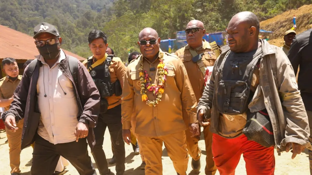 Kedatangan Gubernur Papua Tengah Meki Nawipa di tanah Mapia, Kabupaten Dogiyai, Senin (7/9/2026).