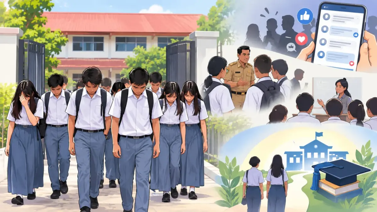 ILUSTRASI KOLASE GURU DAN MURID SMA
