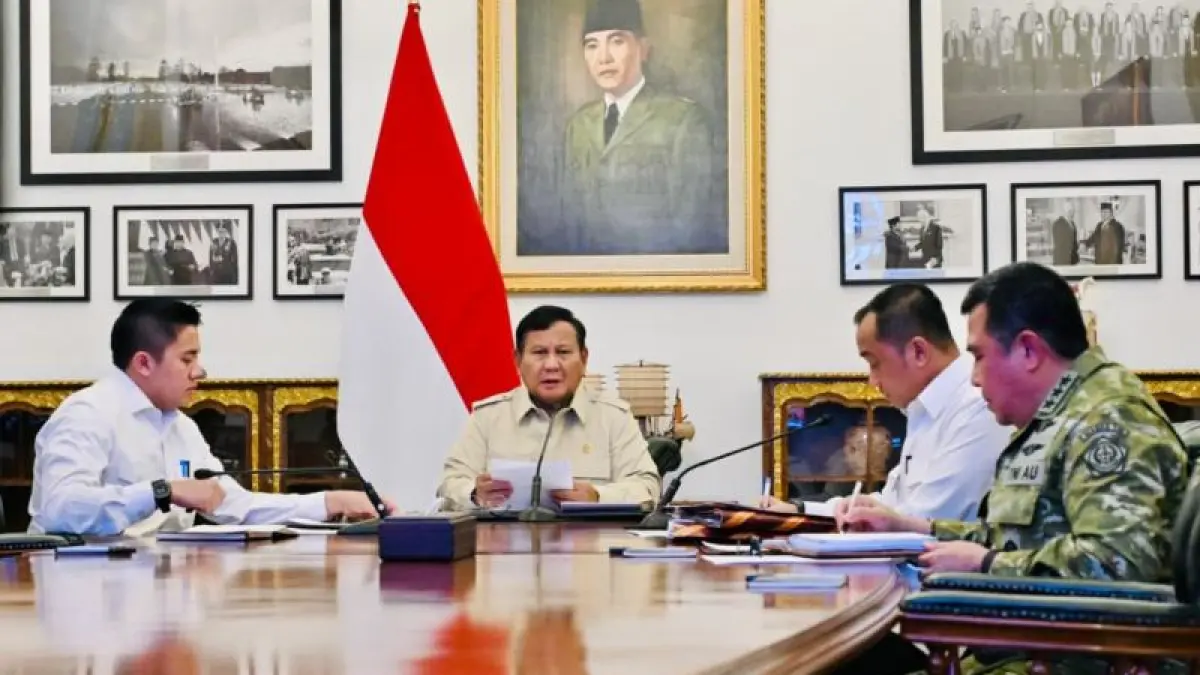 Presiden Prabowo Subianto memimpin rapat terbatas penanganan sejumlah bencana di Indonesia secara virtual di Jakarta, Senin (7/9/2026). ANTARA/HO-BPMI Sekretariat Presiden