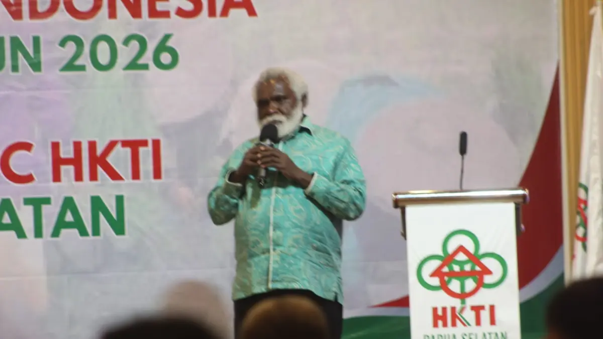 Wagub Papua Selatan Paskalis Imadawa pada Musda dan Pelantikan HKTI Wilayah Kabupaten Merauke, Asmat, Mappi dan Boven Digoel di Merauke, Sabtu (12/9/2026).
(CEPOSONLINE.COM/BIRO UMUM PAPSEL)