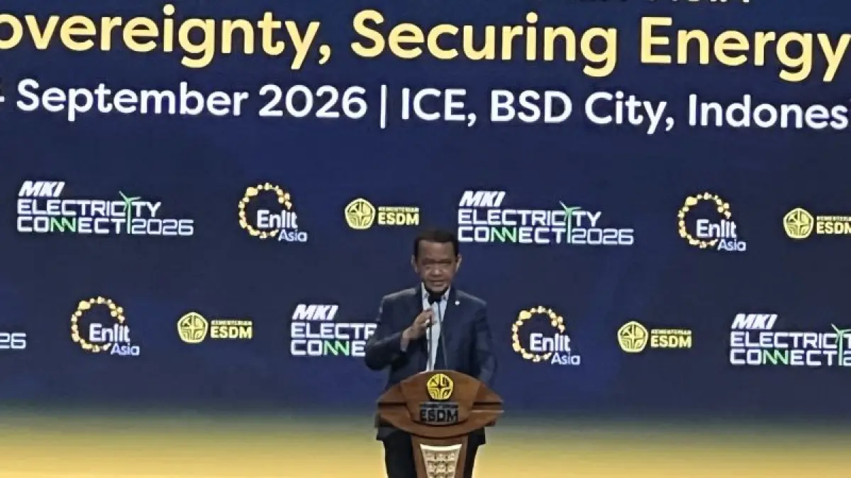 Menteri Energi dan Sumber Daya Mineral (ESDM) Bahlil Lahadalia dalam acara Electricity Connect 2026 yang digelar di Tangerang, Banten, Selasa (22/9/2026). (Crposonline.com/ANTARA/Putu Indah Savitri)