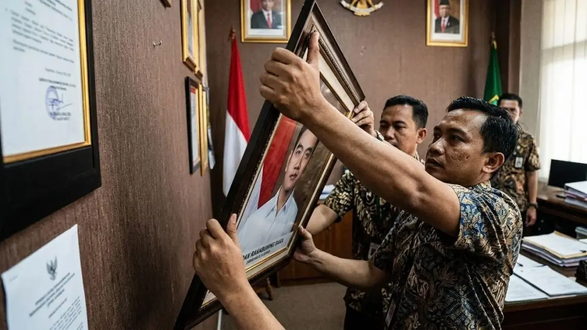 Foto Gibran Diturunkan dari Ruang Kerja DPRD Sukabumi. (GAKORPAN.COM)
