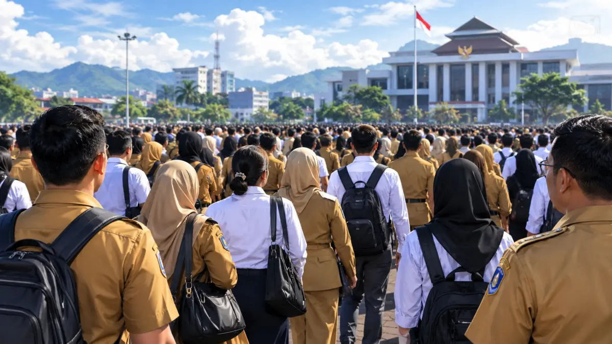 Ilustrasi Ribuan tenaga honorer dan PPPK (Ilustrasi AI)