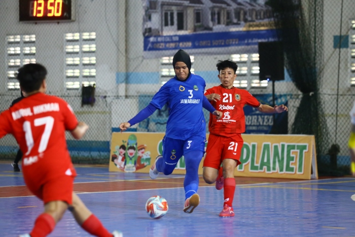TAK BERKUTIK: Tim futsal putri Pra PON Kalimantan Selatan tak mampu menaklukkan tim futsal putri Jawa Barat di Babak Kualifikasi (BK) PON yang berlangsung di Banjarmasin, Kalimantan Selatan
