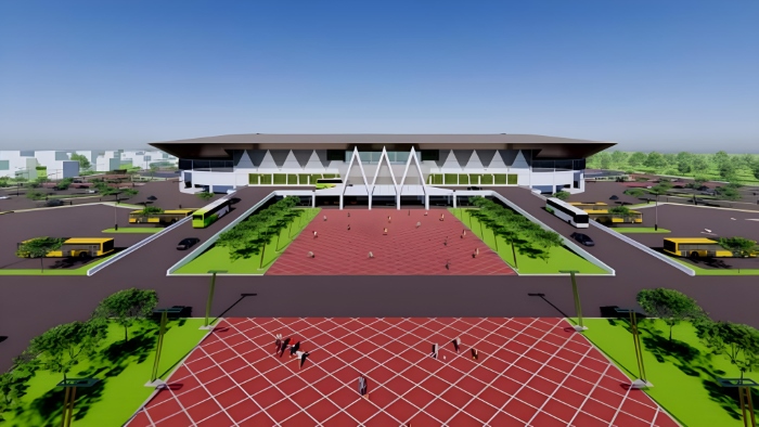 MEGAH - Desain Banjarbaru International Stadium (BIS) yang diperjuangkan Pemko Banjarbaru dibangun di Bangkal, Cempaka 2024 mendatang.