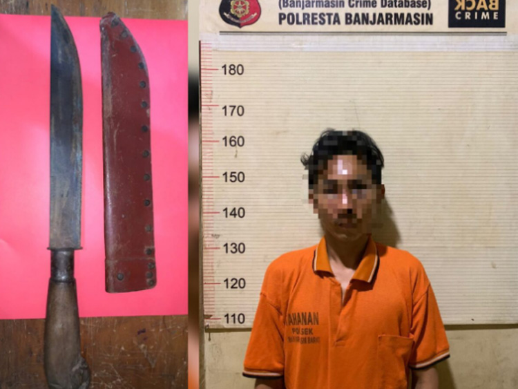 DITANGKAP: Junaidi,  warga Banyiur, Basirih, Banjarmasin Barat berhasil diamankan karena membuat onar di acara Haul Habib Basirih