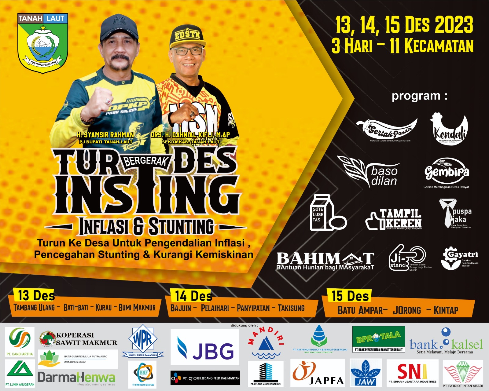KELILING KECAMATAN: Pamflet Turdes Insting tahun 2023 (Foto : Pemkab Tala/Radar Banjarmasin).