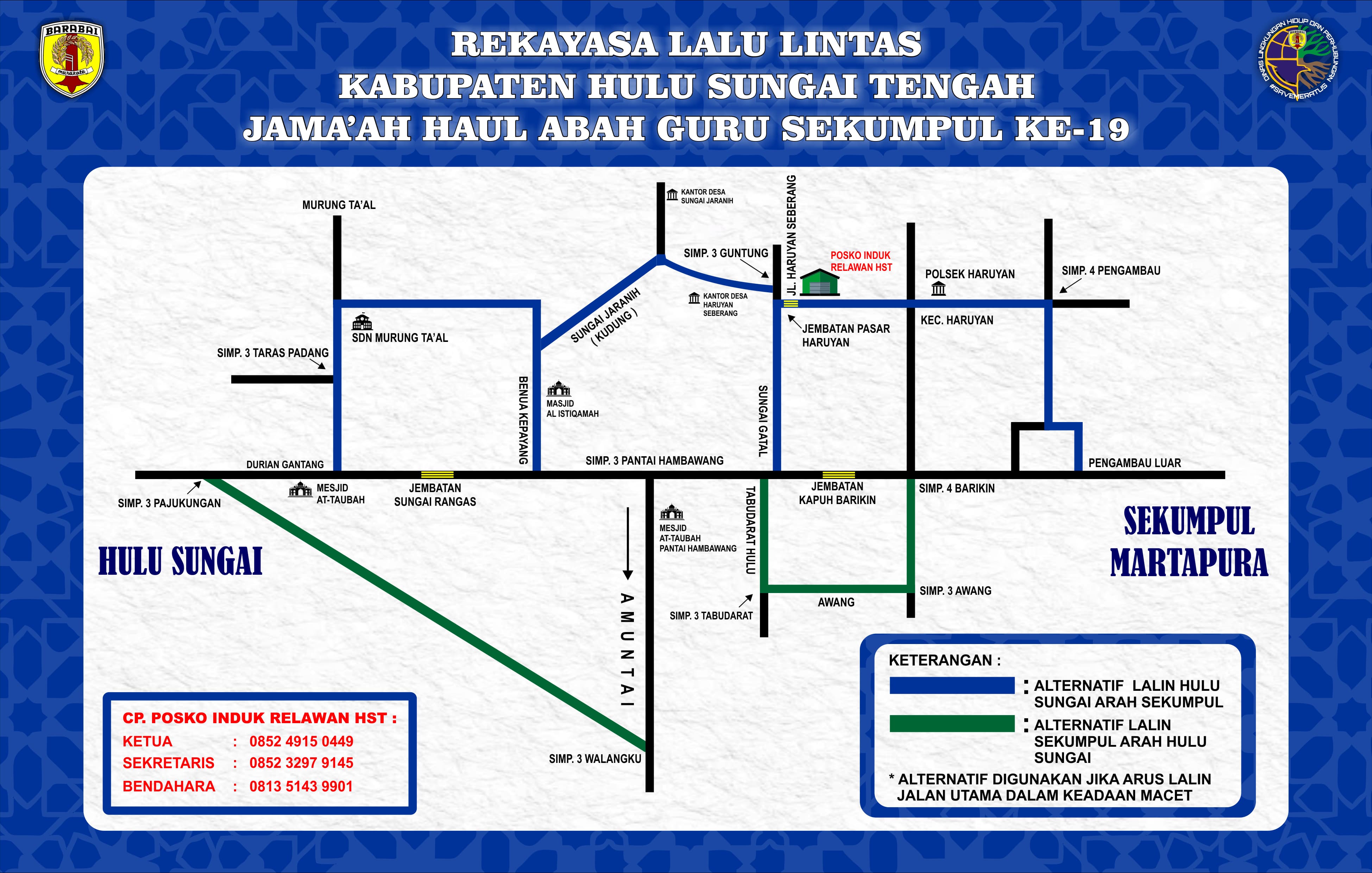 HINDARI MACET: Begini alur jalan alternatif yang disiapkan DLHP dan Satlantas Polres HST.(Foto: DLHP HST untuk Radar Banjarmasin)