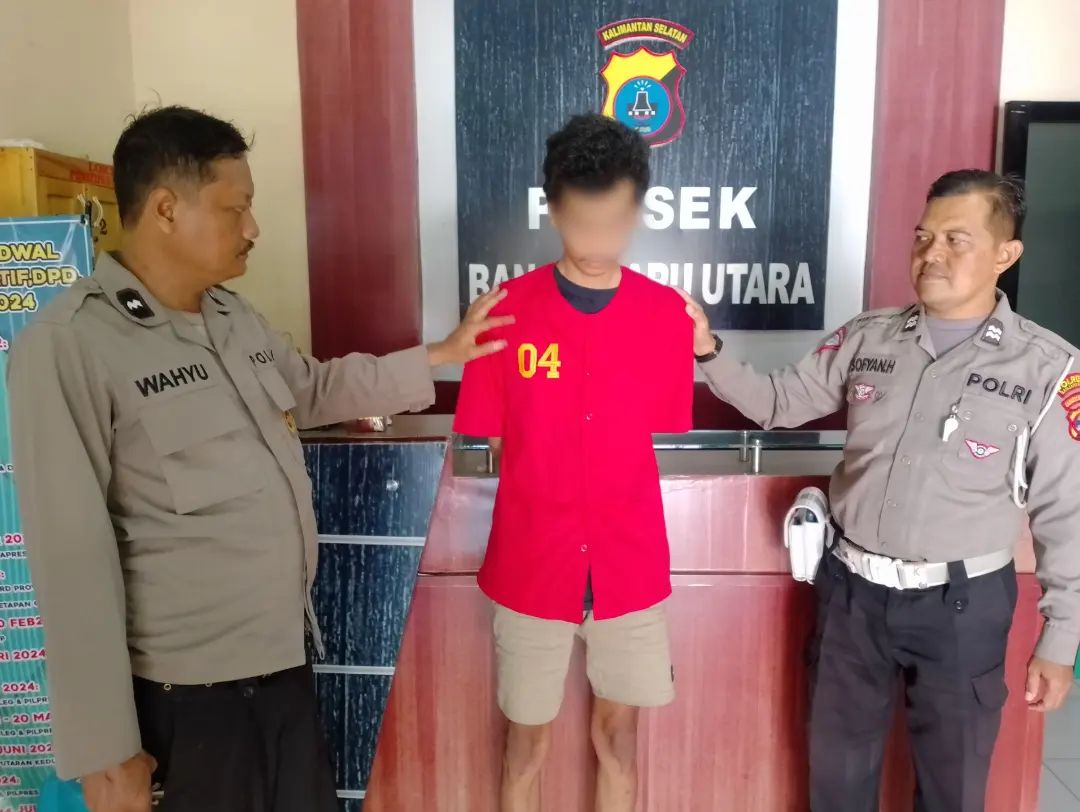 DITANGKAP: MT (21) pemuda asal Martapura, Kabupaten Banjar harus berurusan dengan polisi akibat mabuk dan mengamuk di Banjarbaru.