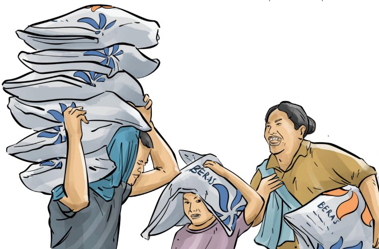 Ilustrasi pembagian beras