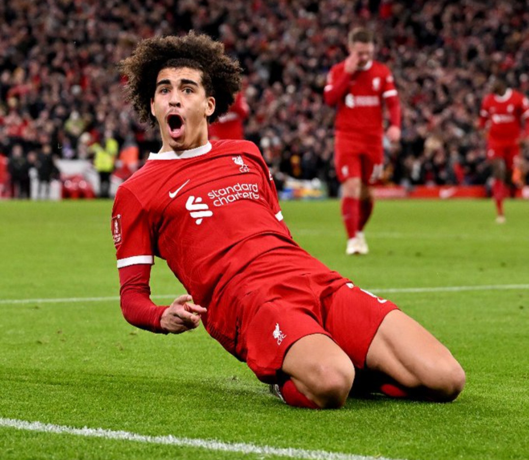 SELEBRASI: Pemain muda Liverpool, Jayden Danns merayakan golnya saat mengalahkan Southampton dengan skor 3-0 di Anfield pada Kamis (29/2/2024) dini hari WIB. (Foto: X/@LFC)