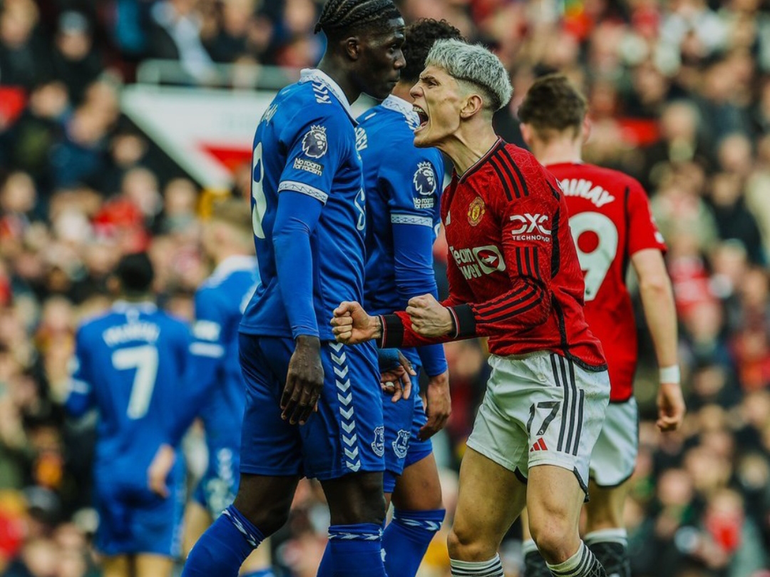 IMPRESIF: Ekspresi pemain Manchester United, Alejandro Garnacho dalam laga melawan Everton pada pekan ke-28 Liga Inggris 2023-2024, Sabtu (9/3/2024) malam WIB. (X/ManUtd_ID)
