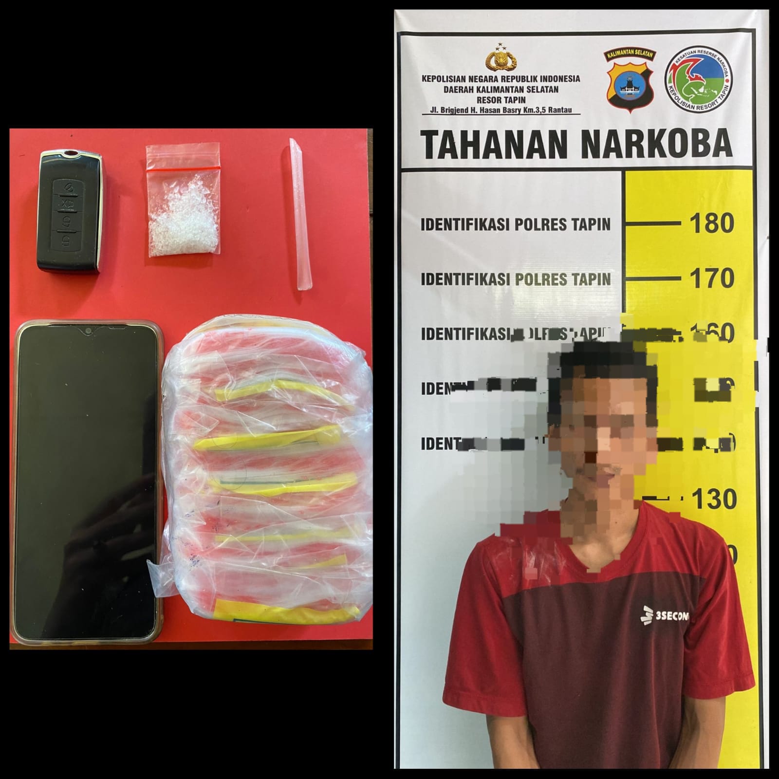 BERADA DI POLRES: Pelaku dan barang bukti sekarang berada di ruang tahanan untuk mempertanggungjawabkan perbuatannya. (Foto: Sat Narkoba Polres Tapin untuk Radar Banjarmasin)