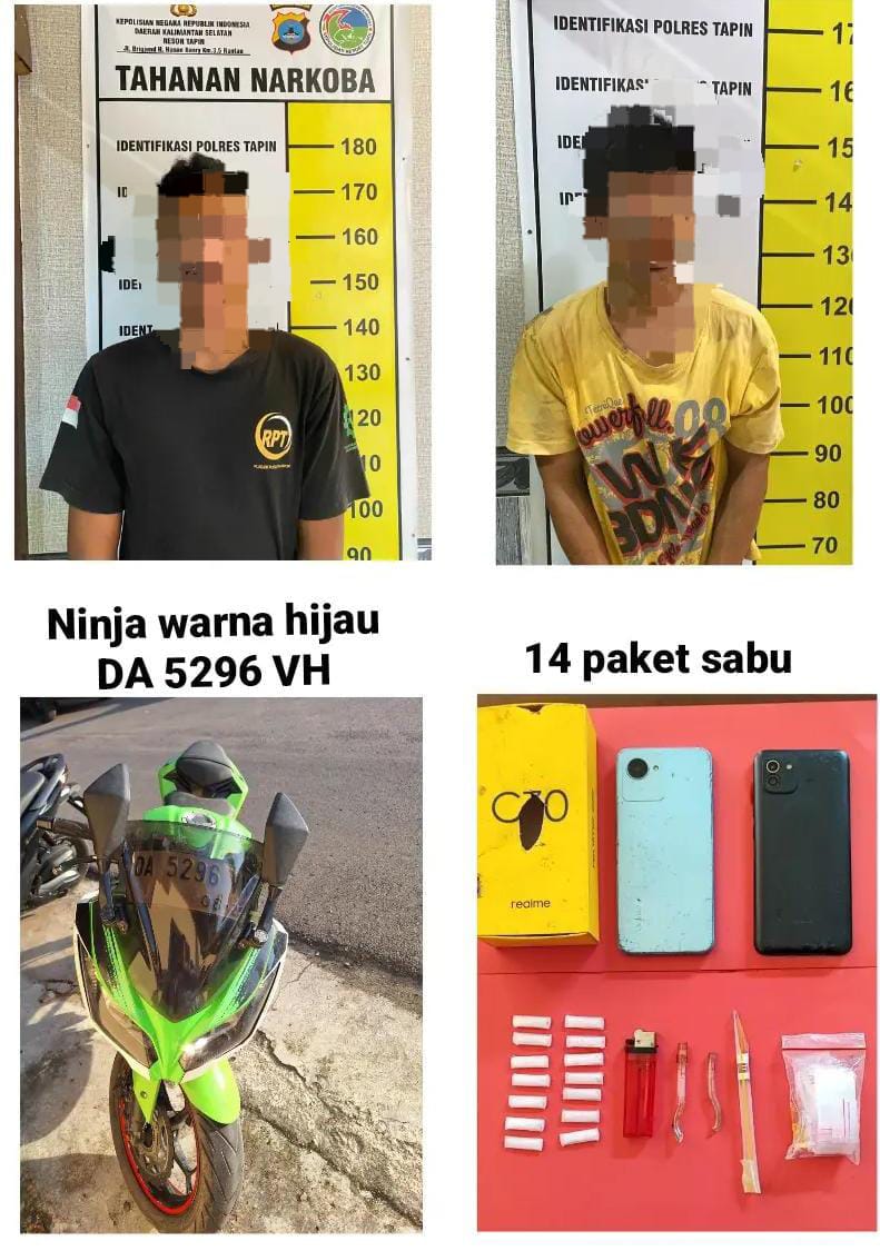 TAK BERKUTIK: Pelaku dan barang bukti yang diamankan Sat Narkoba Polres Tapin. (Foto Sat Narkoba untuk Radar Banjarmasin)