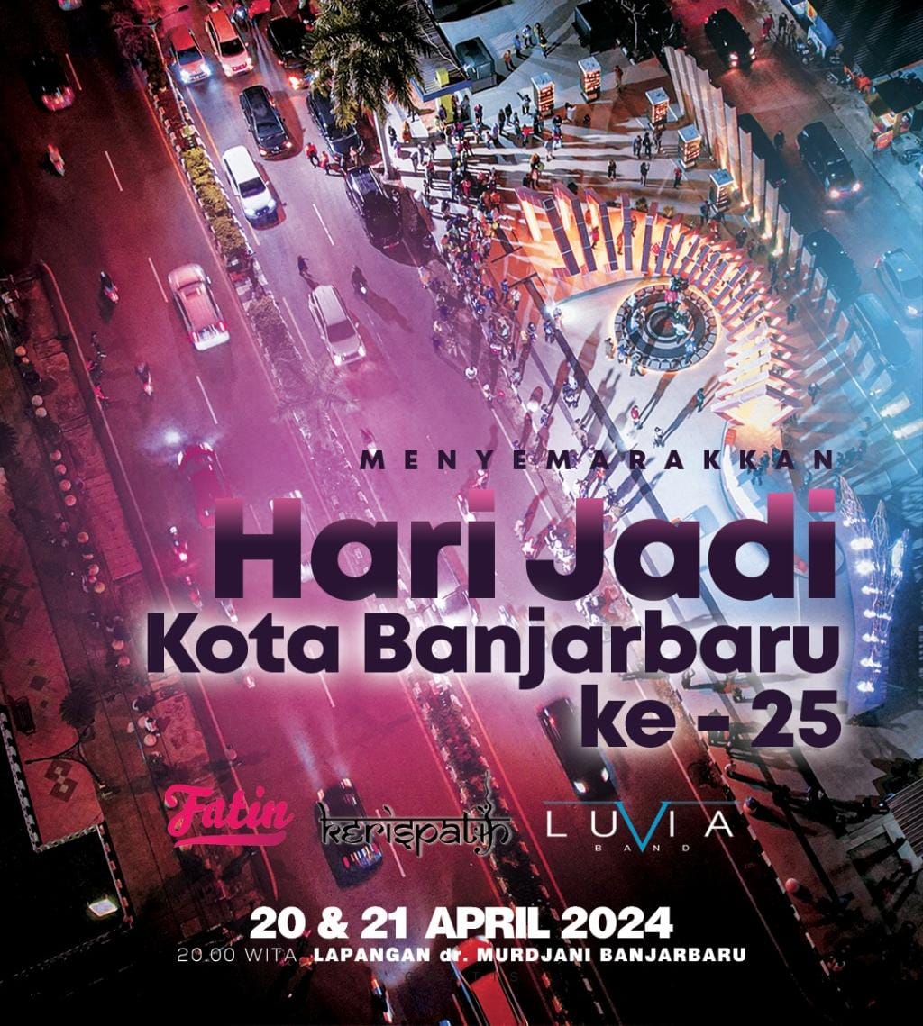 GRATIS: Sejumlah artis akan dihadirkan dalam puncak acara Harjad Kota Banjarbaru ke-25 tahun 2024.(Foto:Diskominfo Kota Banjarbaru untuk Radar Banjarmasin)