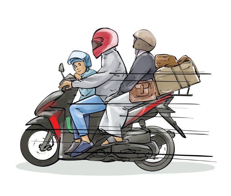 Ilustrasi mudik pakai motor