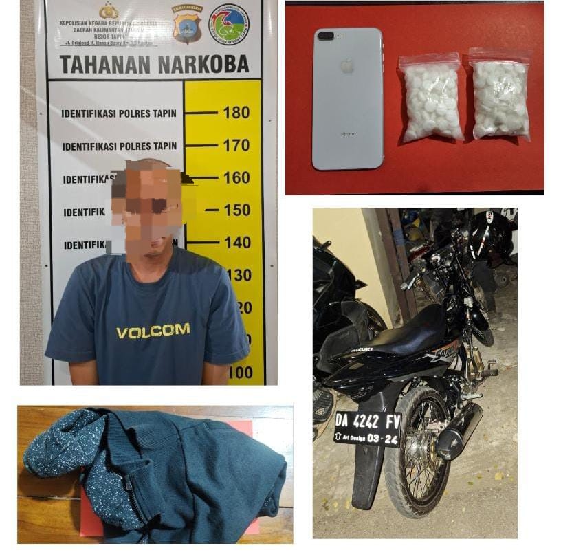 DIPENJARA: Pelaku dan barang bukti yang diamankan Sat Narkoba Polres Tapin.(Foto: Sat Narkoba Polres Tapin untuk Radar Banjarmasin)