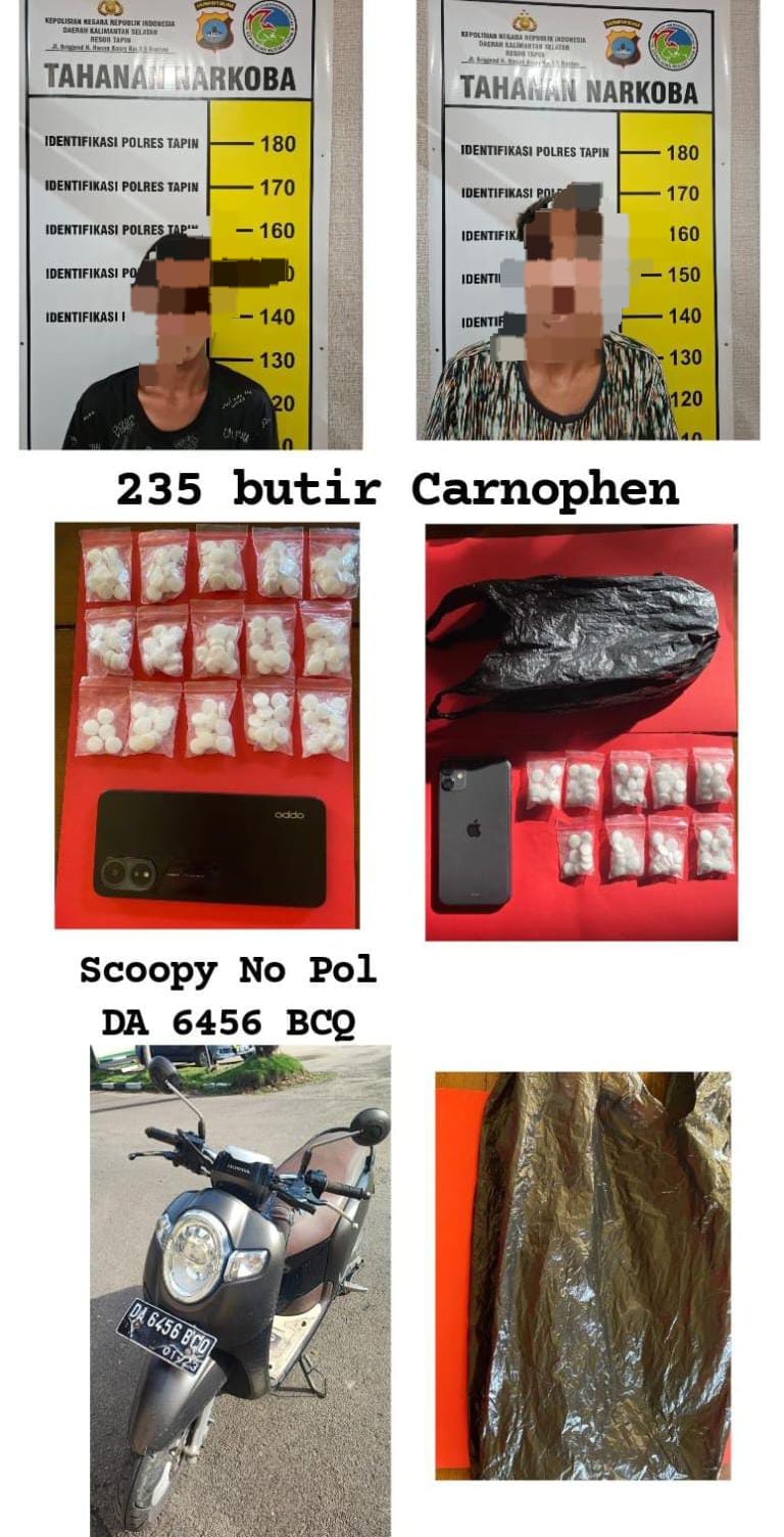 DIAMANKAN: Kedua pelaku dan barang bukti yang diamankan Sat Narkoba Polres Tapin sekarang sudah berada di ruang tahanan.