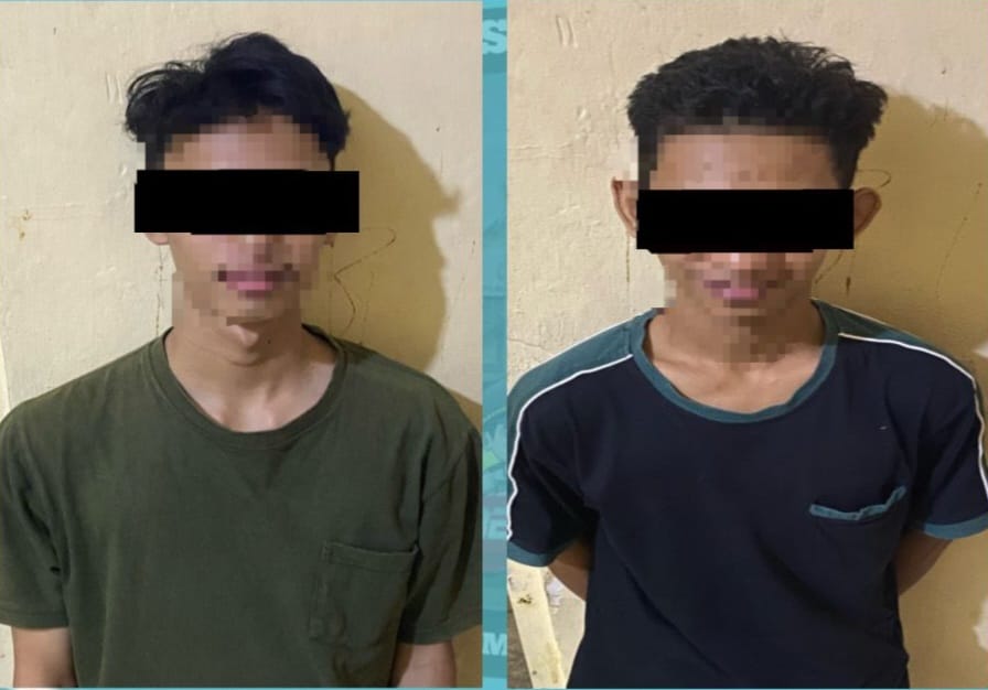 PELAKU:MMA dan MRR, pelaku pengeroyokan hingga menyebabkan tewas seorang pemuda di Kertak Hanyar Kabupaten Banjar.(Foto: humas Polres Banjar untuk radar Banjarmasin)