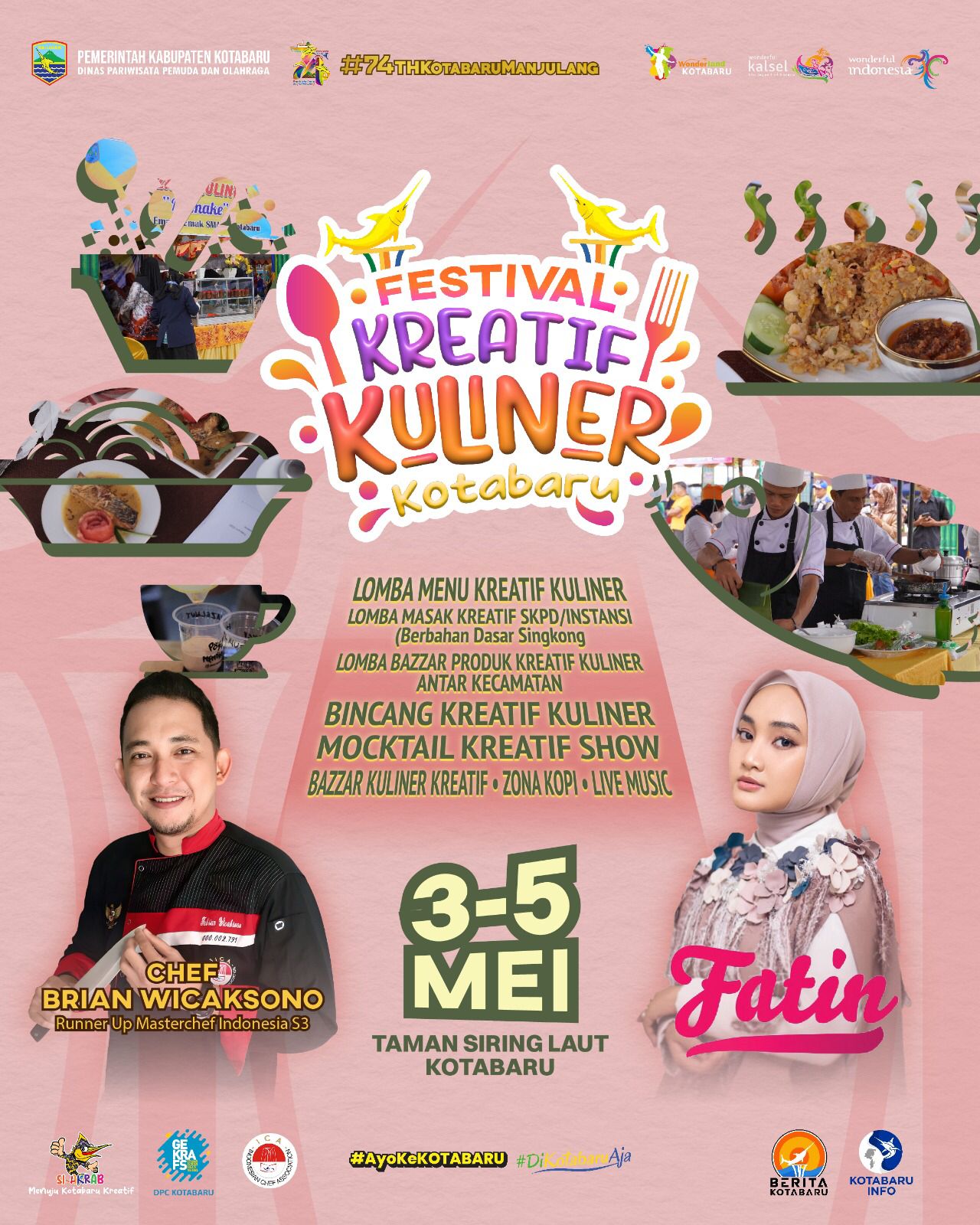 MENARIK: Poster ajakan Festival Kreatif Kuliner Kotabaru yang dibuat Pemerintah Daerah Kotababaru.
