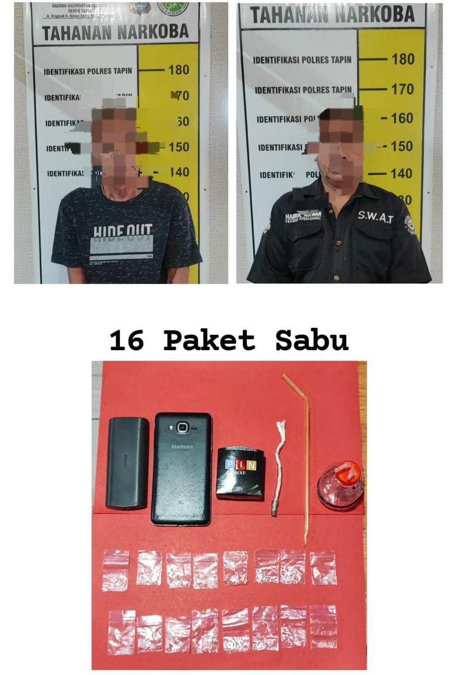 SUDAH DITANGKAP: Kedua pelaku sabu yang diamankan Sat Narkoba Polres Tapin.(Foto: Sat Narkoba Polres Tapin untuk Radar Banjarmasin)