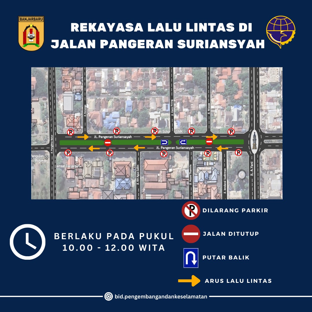 Rekayasa u-turn di Jalan Pangeran Suriansyah.
