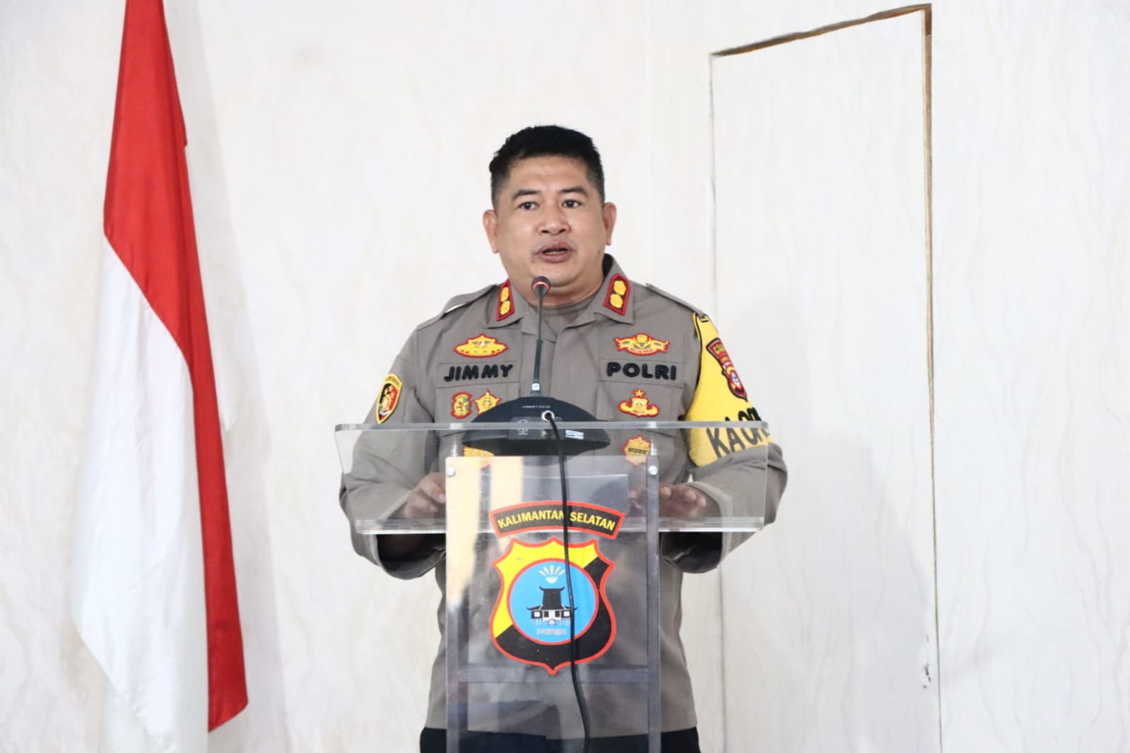 KOORDINASI:Kapolres HST, AKBP Jimmy Kurniawan pimpinan rapat koordinasi pengamanan Pilkada 2024 di Aula Polres HST, Rabu (12/6/2024).(Foto:Humas Polres untuk Radar Banjarmasin)