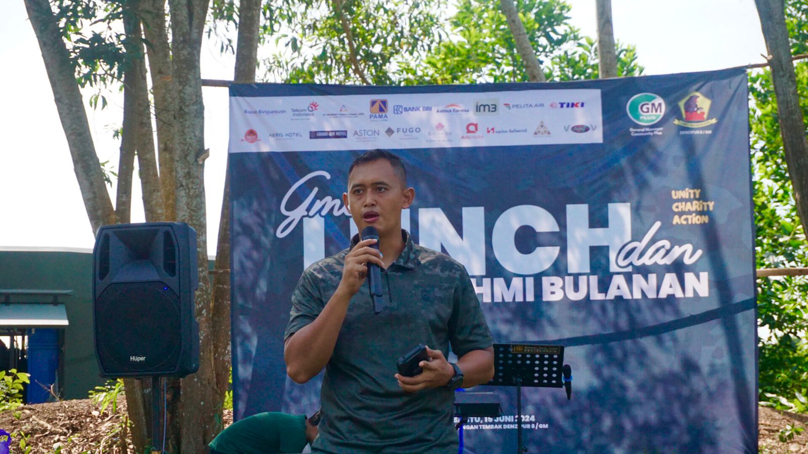 HOST &ndash; Dandenzipur 8/GM, Mayor Czi Wisnu Bowo K menyampaikan welcome speak pada acara Lunch & Silaturahmi GMC+.