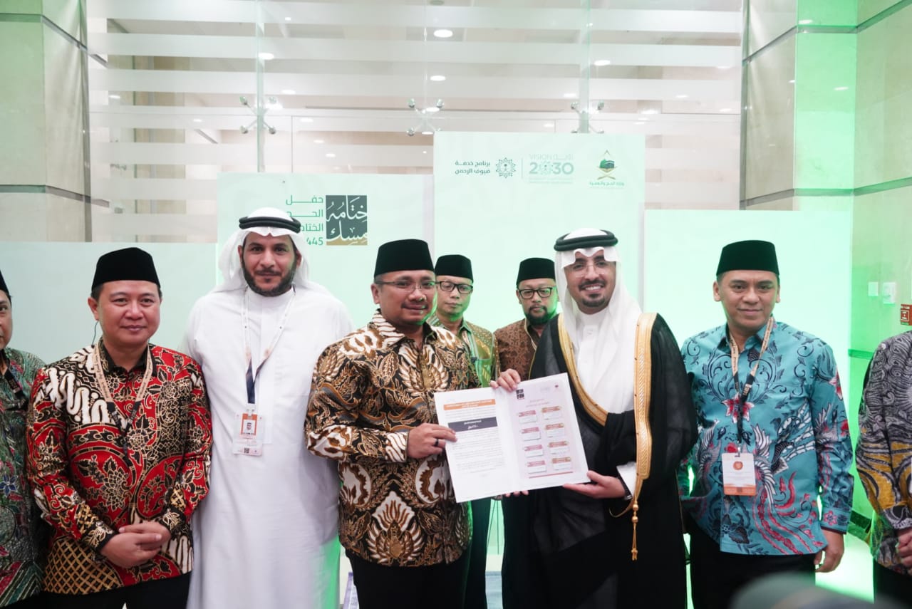 KUOTA HAJI: Menteri Agama Yaqut Cholil  usai menghadiri Tasyakuran Penutupan Penyelenggaraan Ibadah Haji 1445 H dan Pemberian Kuota 1446 H di Makkah