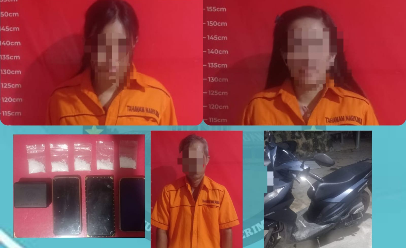 PARA PELAKU:Satresnarkoba Polres Banjar ungkap tiga tersangka kasus tindak pidana narkotika jenis sabu seberat 22,18 gram.(Foto:Polres Banjar untuk Radar Banjarmasin)