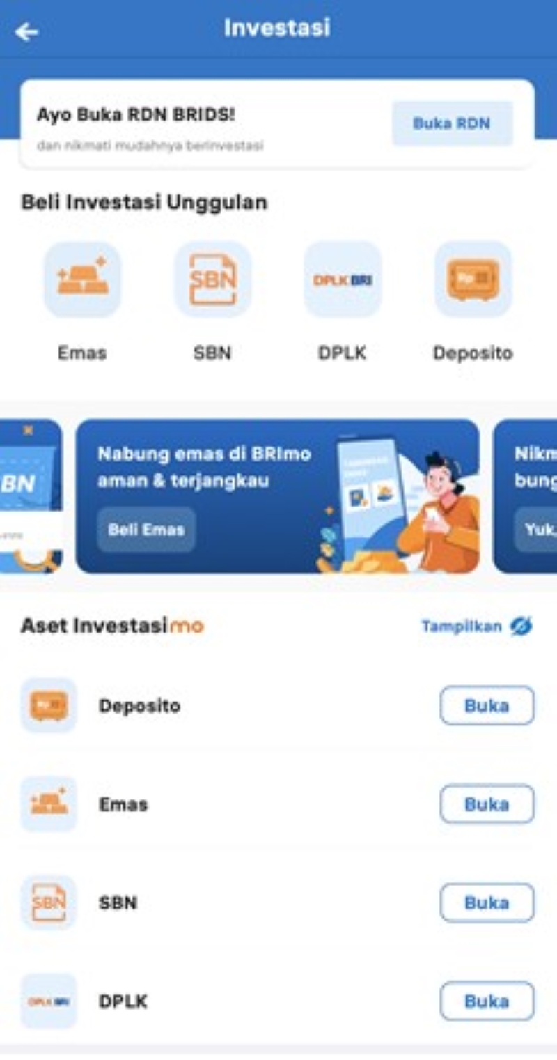 Laman Investasi BRImo