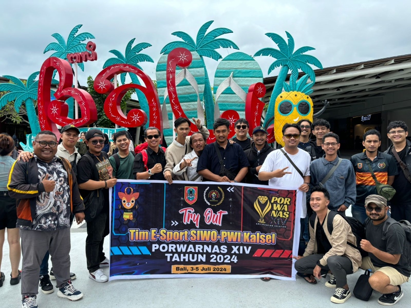 TIBA: Kontingen Esports SIWO PWI Kalsel tiba di Bali, Rabu (3/7) guna menjalani try out.