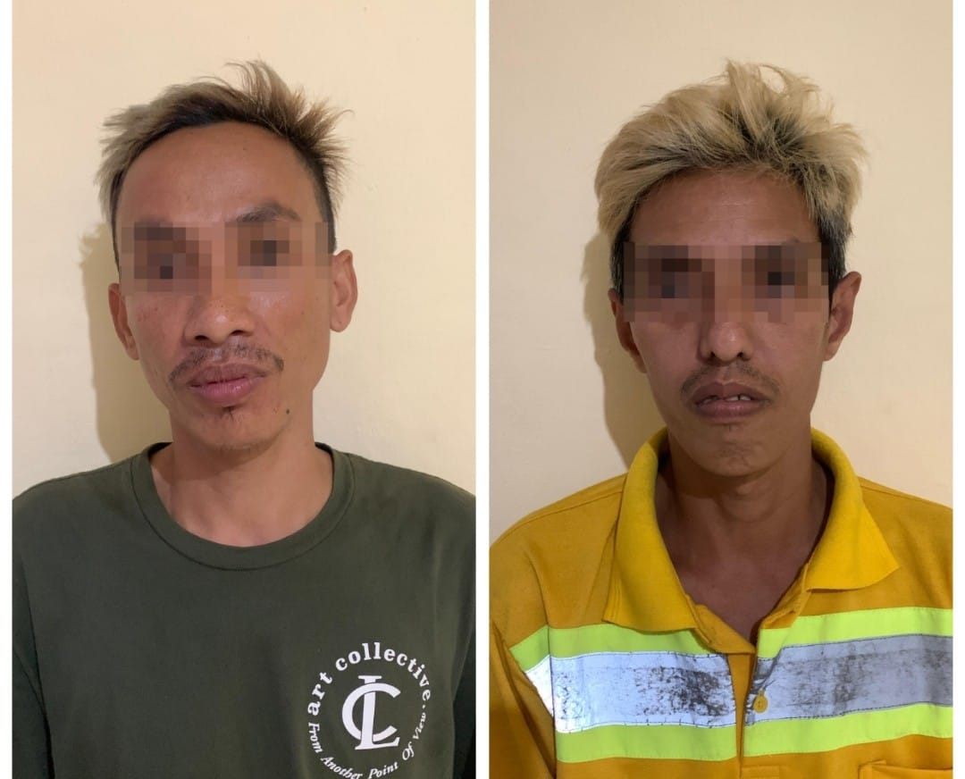 PELAKU:JD alias Apar (31) dan M alias Bangkok (36) diamankan Polsek Amuntai Utara karena terlibat kasus pembunuhan dan penganiayaan.(Foto:Polres HSU untuk Radar Banjarmasin)