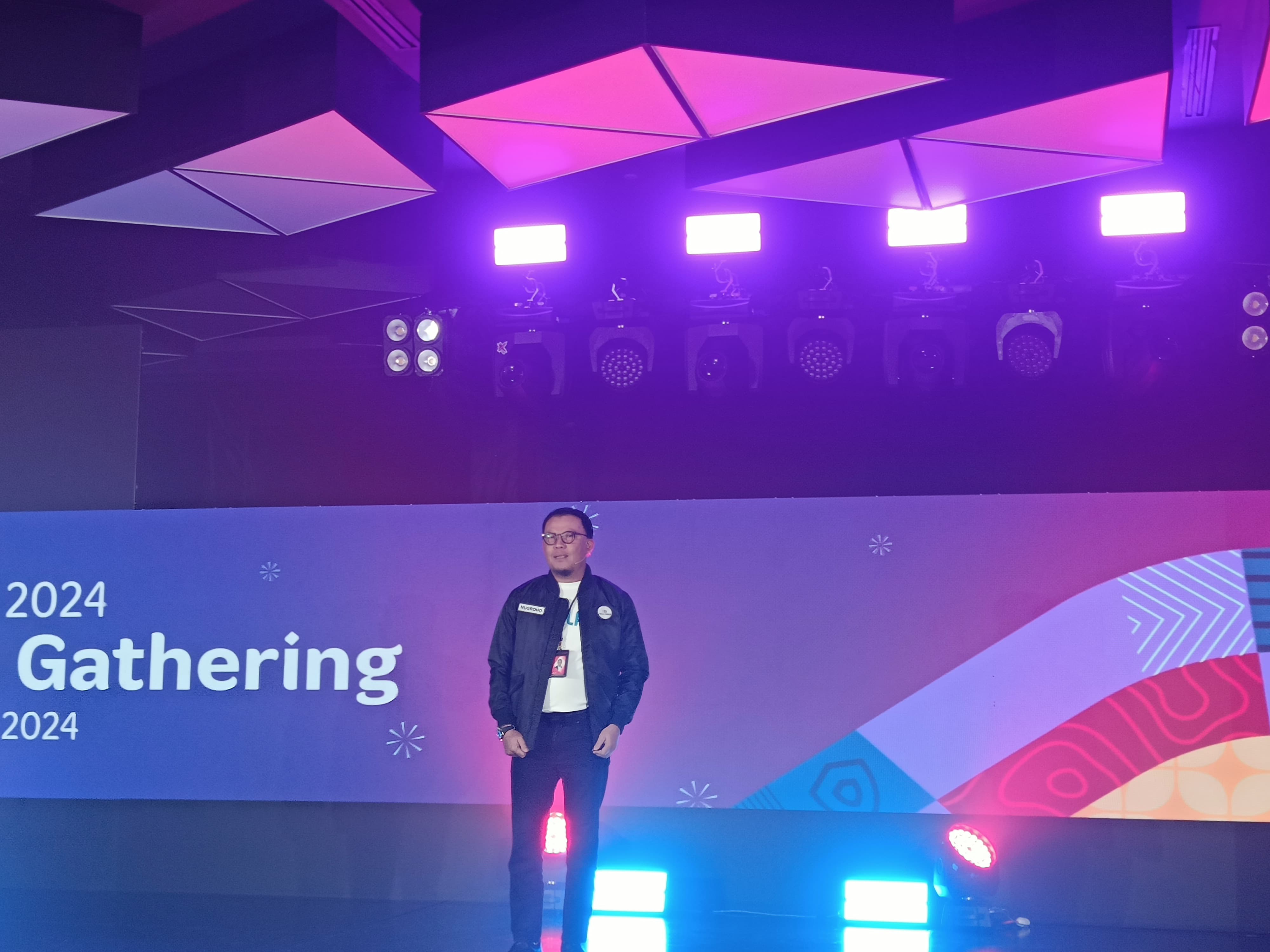 SAMBUTAN: Direktur Utama Telkomsel, Nugroho saat memberikan sambutan di Gedung Telkomsel Smart Office di Jakarta (SHEILLA FARAZELA/ RADAR BANJARMASIN)