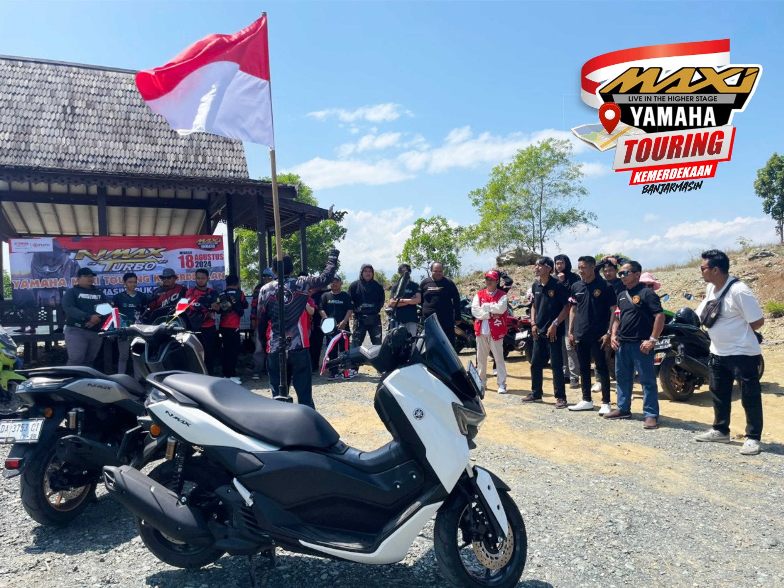 TOURING MERDEKA:Para anggota komunitas Yamaha di wilayah Kalsel menjajal Yamaha NMax Turbo ke Bukit Batu, Minggu (18/8/2024).