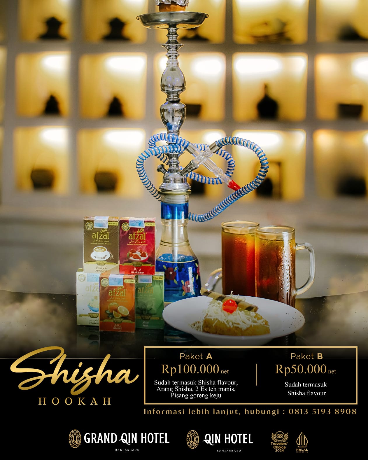 ANEKA RASA:Grand Qin Hotel Banjarbaru menghadirkan promo Shisha khas Timur Tengah.