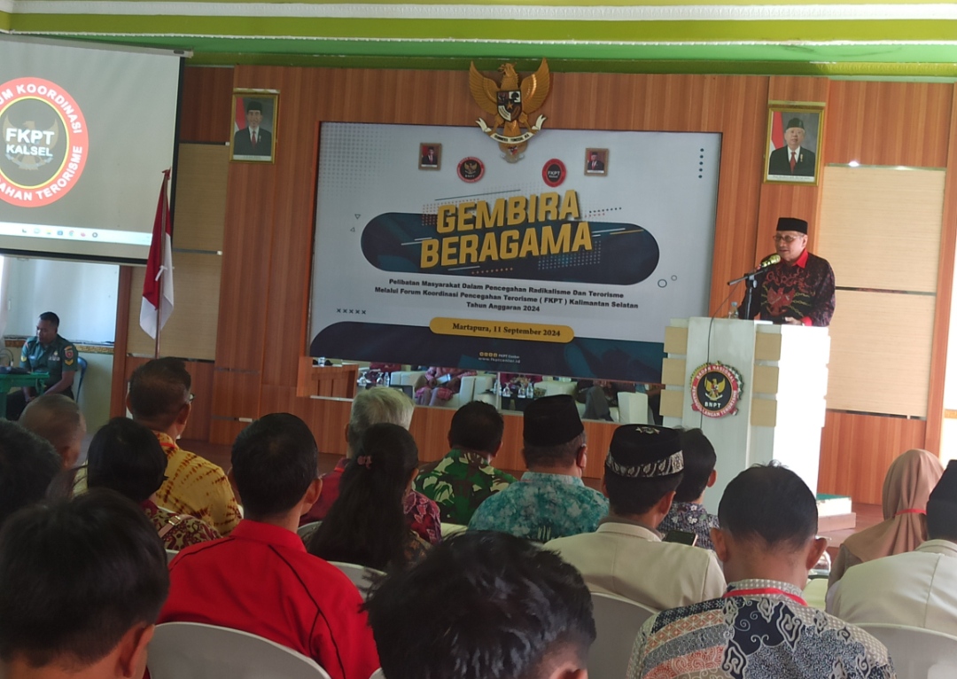 KEGIATAN: FKPT Kalsel menggelar Gerakan Muda Bangga Bernegara dan Beragama (Gembira Beragama) di Aula Kodim 1003 Banjar, Rabu (11/9/2024) pagi.