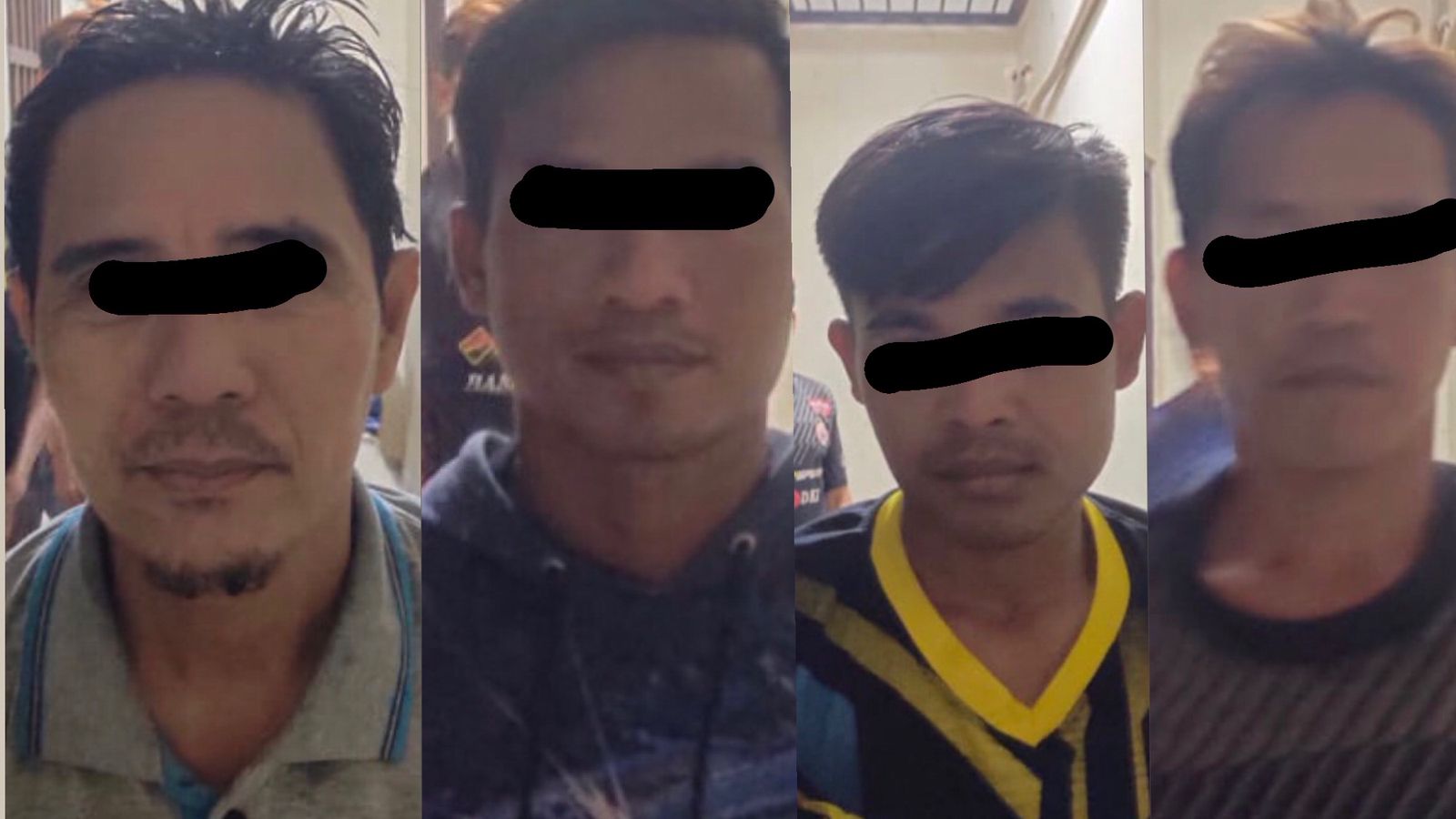 DITAHAN: Empat sekawan berinisial AD (26), M (36) A (36), dan Z (47), warga Kecamatan Pamukan Selatan yang berhasil ditangkap gara gara pencurian sawit. (Foto: Humas Polres Kotabaru)