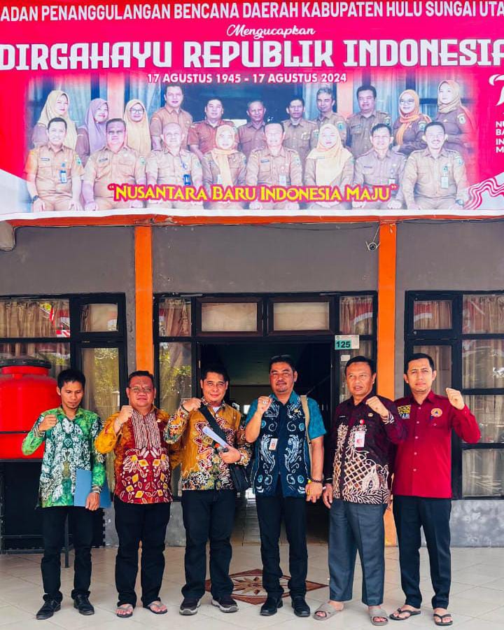KERJA SAMA:BPBD Balangan berkoordinasi dengan BPBD Kabupaten HSU.(Foto:BPBD Balangan untuk Radar Banjarmasin)