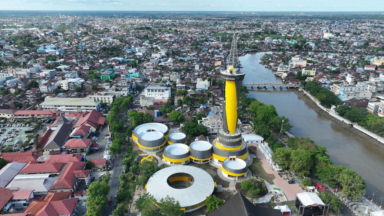 HAMPIR RAMPUNG: Progres Pembangunan Tugu Nol Kilometer di Banjarmasin Sudah 95 Persen. (Foto: Dinas PUPR Kalsel)