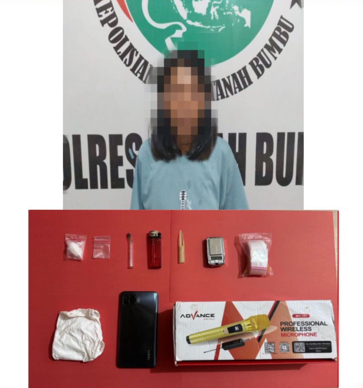 DITANGKAP:JM (45) ditangkap Satresnarkoba Polres Tanbu, dua paket sabu seberat total 4,82 gram disita. (Foto:Polres Tanbu untuk Radar Banjarmasin)