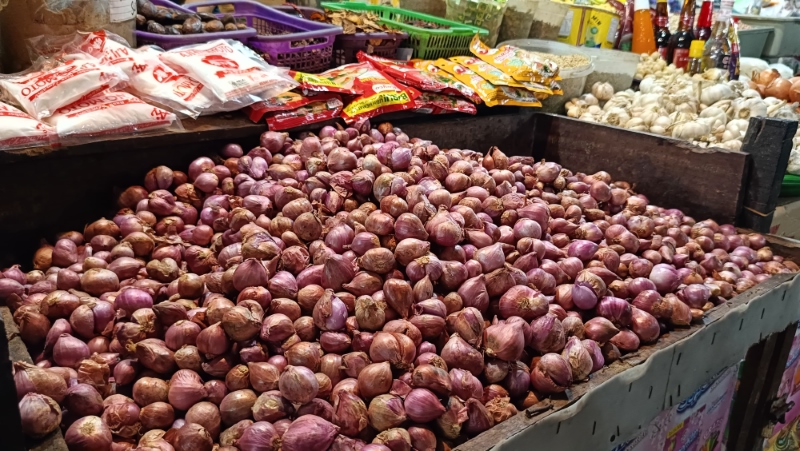 NAIK: Harga bawang merah mengalami kenaikan jelang akhir tahun. (Foto: Sheilla Farazela/Radar Banjarmasin)