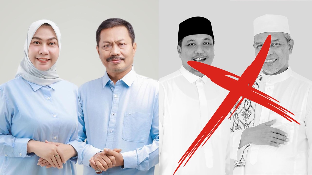 DISKUALIFIKASI: Paslon nomor urut 02 Aditya Mufti Ariffin-Said Abdullah (kanan) dibatalkan KPU Banjarbaru, kemarin. Paslon nomor urut 01 Erna Lisa Halaby-Wartono berpotensi menjadi calon tunggal